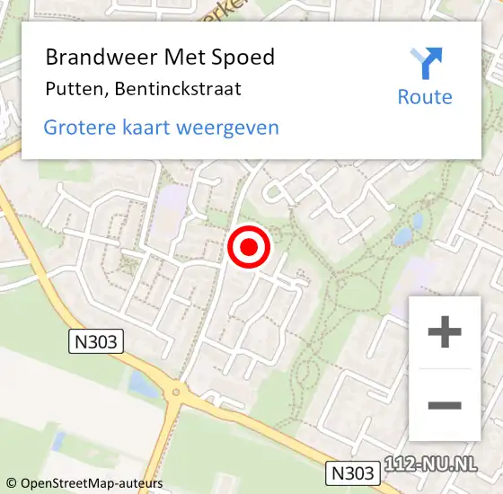 Locatie op kaart van de 112 melding: Brandweer Met Spoed Naar Putten, Bentinckstraat op 19 oktober 2017 00:25