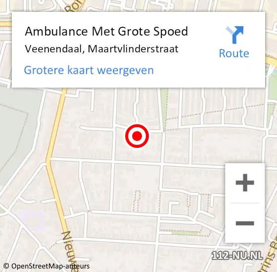 Locatie op kaart van de 112 melding: Ambulance Met Grote Spoed Naar Veenendaal, Maartvlinderstraat op 19 oktober 2017 00:29