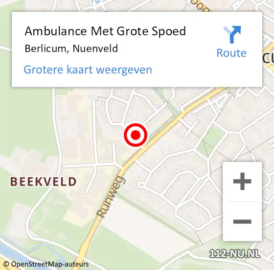 Locatie op kaart van de 112 melding: Ambulance Met Grote Spoed Naar Berlicum, Nuenveld op 19 oktober 2017 00:58