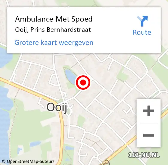 Locatie op kaart van de 112 melding: Ambulance Met Spoed Naar Ooij, Prins Bernhardstraat op 19 oktober 2017 02:14