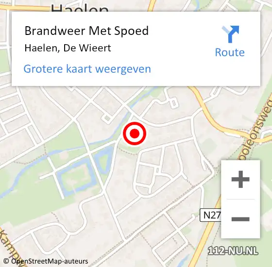 Locatie op kaart van de 112 melding: Brandweer Met Spoed Naar Haelen, De Wieert op 19 oktober 2017 03:11