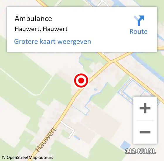 Locatie op kaart van de 112 melding: Ambulance Hauwert, Hauwert op 19 oktober 2017 07:29