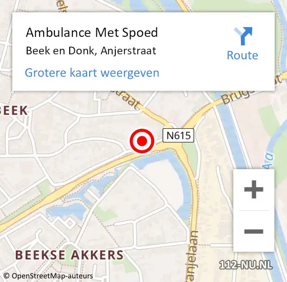 Locatie op kaart van de 112 melding: Ambulance Met Spoed Naar Beek en Donk, Anjerstraat op 19 oktober 2017 07:57