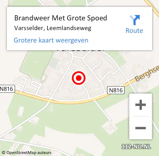 Locatie op kaart van de 112 melding: Brandweer Met Grote Spoed Naar Varsselder, Leemlandseweg op 19 oktober 2017 08:47