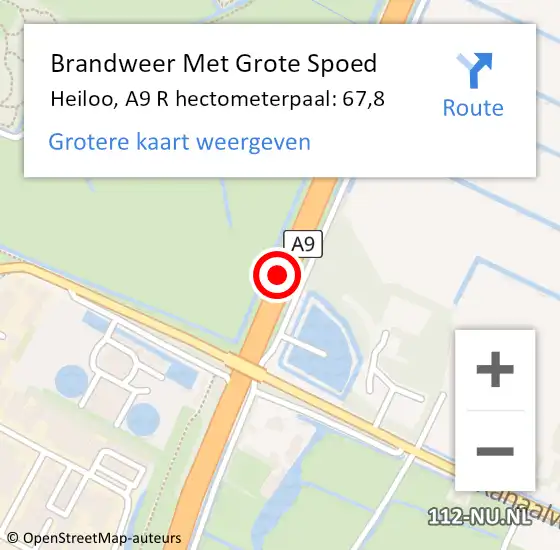 Locatie op kaart van de 112 melding: Brandweer Met Grote Spoed Naar Heiloo, A9 R hectometerpaal: 67,8 op 19 oktober 2017 08:52