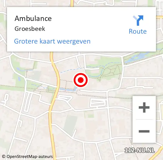 Locatie op kaart van de 112 melding: Ambulance Groesbeek op 19 oktober 2017 09:52