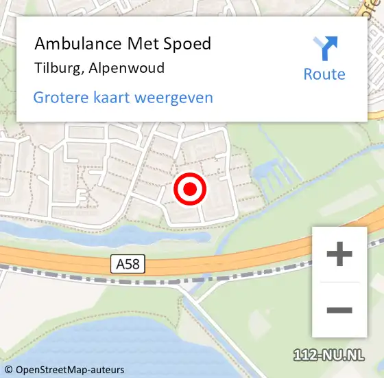 Locatie op kaart van de 112 melding: Ambulance Met Spoed Naar Tilburg, Alpenwoud op 19 oktober 2017 10:03