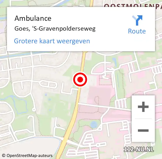 Locatie op kaart van de 112 melding: Ambulance Goes, 's-Gravenpolderseweg op 19 oktober 2017 10:10