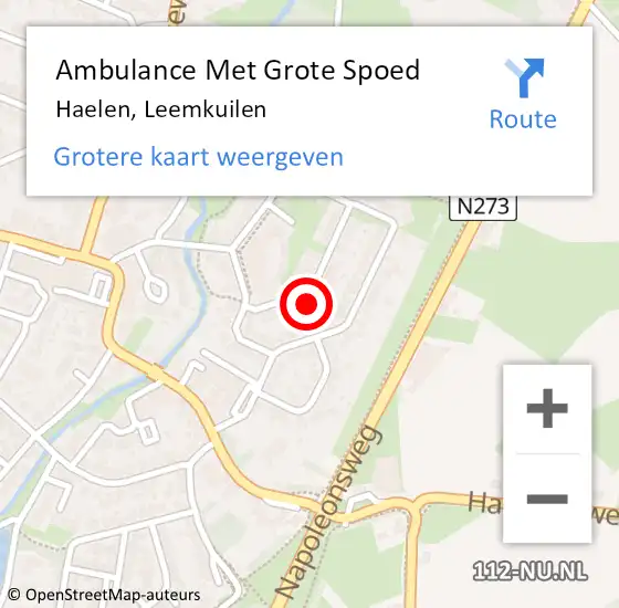 Locatie op kaart van de 112 melding: Ambulance Met Grote Spoed Naar Haelen, Leemkuilen op 19 oktober 2017 10:27