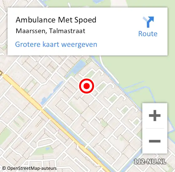 Locatie op kaart van de 112 melding: Ambulance Met Spoed Naar Maarssen, Talmastraat op 19 oktober 2017 11:00