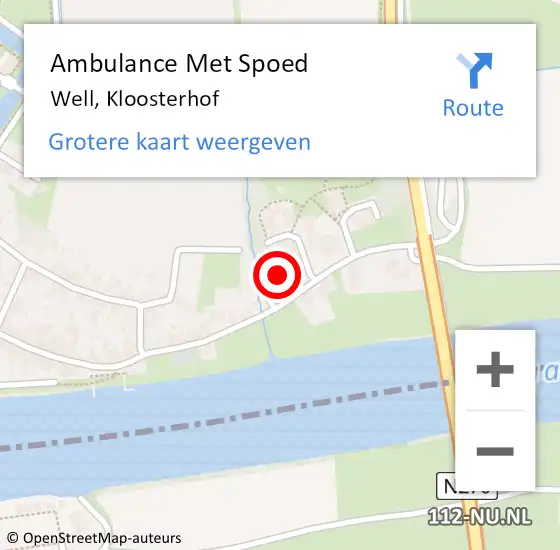 Locatie op kaart van de 112 melding: Ambulance Met Spoed Naar Well, Kloosterhof op 4 februari 2014 15:49