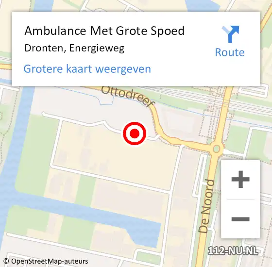 Locatie op kaart van de 112 melding: Ambulance Met Grote Spoed Naar Dronten, Energieweg op 19 oktober 2017 11:19