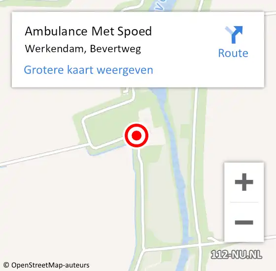 Locatie op kaart van de 112 melding: Ambulance Met Spoed Naar Werkendam, Bevertweg op 19 oktober 2017 11:23
