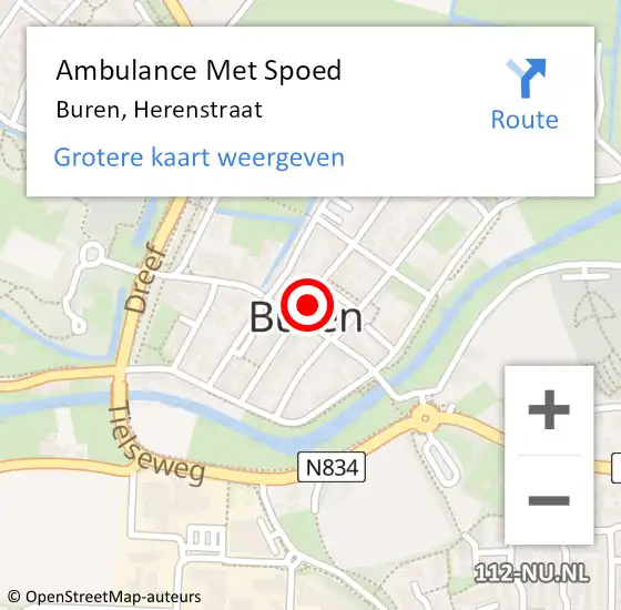 Locatie op kaart van de 112 melding: Ambulance Met Spoed Naar Buren, Herenstraat op 19 oktober 2017 11:42