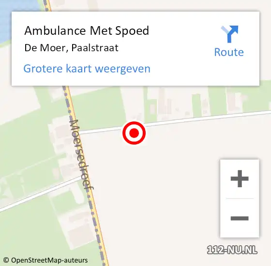 Locatie op kaart van de 112 melding: Ambulance Met Spoed Naar De Moer, Paalstraat op 19 oktober 2017 11:54