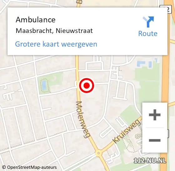 Locatie op kaart van de 112 melding: Ambulance Maasbracht, Nieuwstraat op 19 oktober 2017 12:20