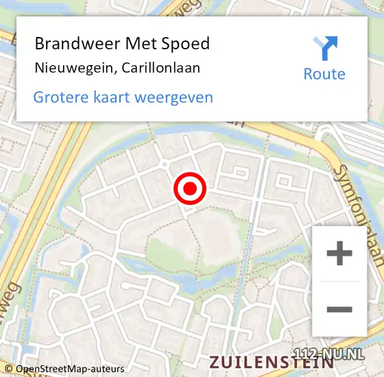 Locatie op kaart van de 112 melding: Brandweer Met Spoed Naar Nieuwegein, Carillonlaan op 19 oktober 2017 12:27