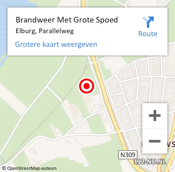 Locatie op kaart van de 112 melding: Brandweer Met Grote Spoed Naar Elburg, Parallelweg op 19 oktober 2017 12:55