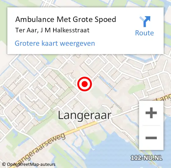 Locatie op kaart van de 112 melding: Ambulance Met Grote Spoed Naar Ter Aar, J M Halkesstraat op 19 oktober 2017 13:08