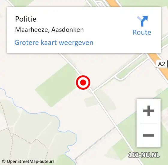 Locatie op kaart van de 112 melding: Politie Maarheeze, Aasdonken op 19 oktober 2017 13:42