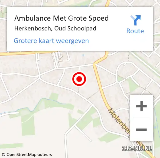 Locatie op kaart van de 112 melding: Ambulance Met Grote Spoed Naar Herkenbosch, Oud Schoolpad op 21 september 2013 12:38