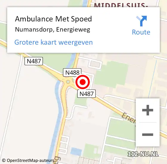 Locatie op kaart van de 112 melding: Ambulance Met Spoed Naar Numansdorp, Energieweg op 19 oktober 2017 13:46