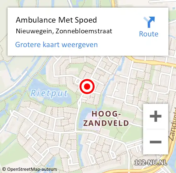 Locatie op kaart van de 112 melding: Ambulance Met Spoed Naar Nieuwegein, Zonnebloemstraat op 19 oktober 2017 14:10