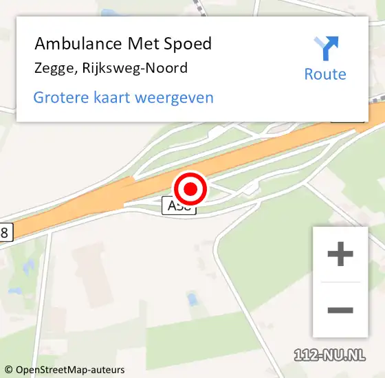 Locatie op kaart van de 112 melding: Ambulance Met Spoed Naar Zegge, Rijksweg-Noord op 19 oktober 2017 14:20