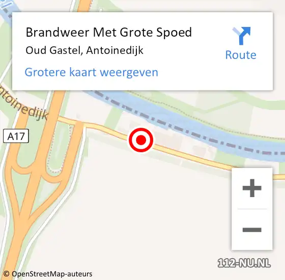 Locatie op kaart van de 112 melding: Brandweer Met Grote Spoed Naar Oud Gastel, Antoinedijk op 19 oktober 2017 14:51