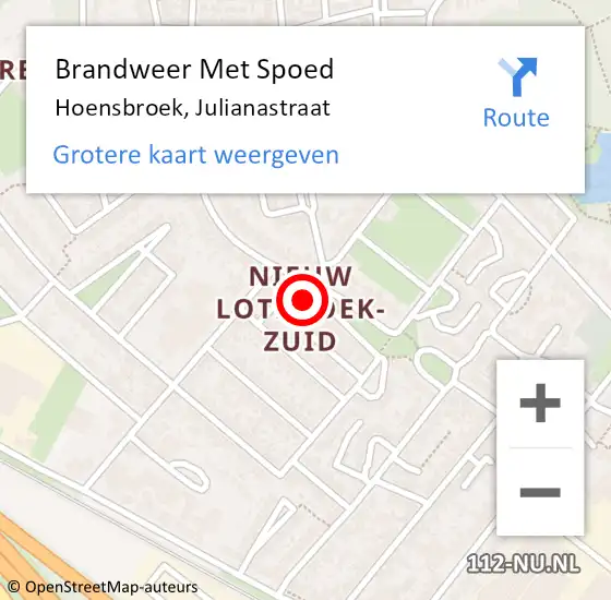 Locatie op kaart van de 112 melding: Brandweer Met Spoed Naar Hoensbroek, Julianastraat op 19 oktober 2017 15:13