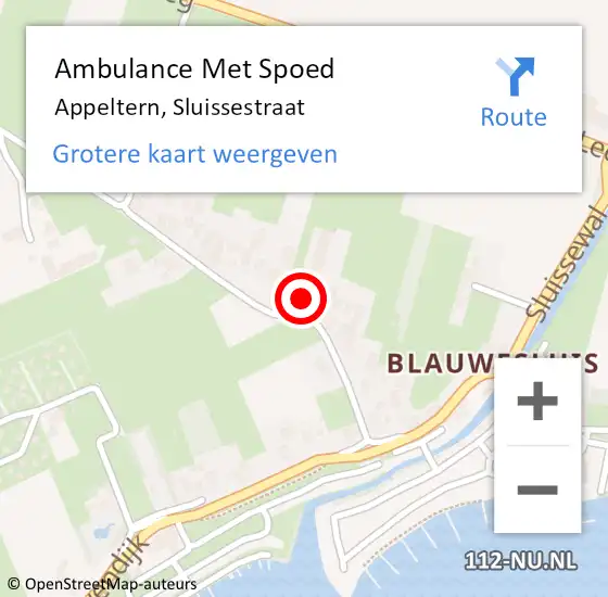 Locatie op kaart van de 112 melding: Ambulance Met Spoed Naar Appeltern, Sluissestraat op 19 oktober 2017 15:21