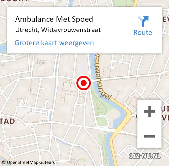 Locatie op kaart van de 112 melding: Ambulance Met Spoed Naar Utrecht, Wittevrouwenstraat op 19 oktober 2017 15:42
