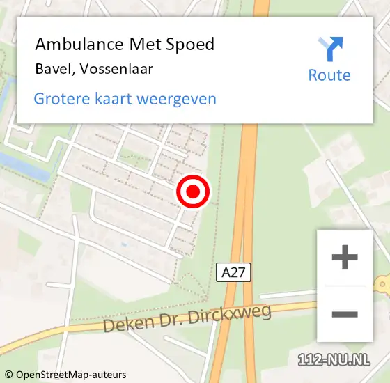 Locatie op kaart van de 112 melding: Ambulance Met Spoed Naar Bavel, Vossenlaar op 19 oktober 2017 16:37