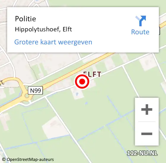 Locatie op kaart van de 112 melding: Politie Hippolytushoef, Elft op 19 oktober 2017 16:57