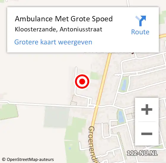 Locatie op kaart van de 112 melding: Ambulance Met Grote Spoed Naar Kloosterzande, Antoniusstraat op 19 oktober 2017 17:04