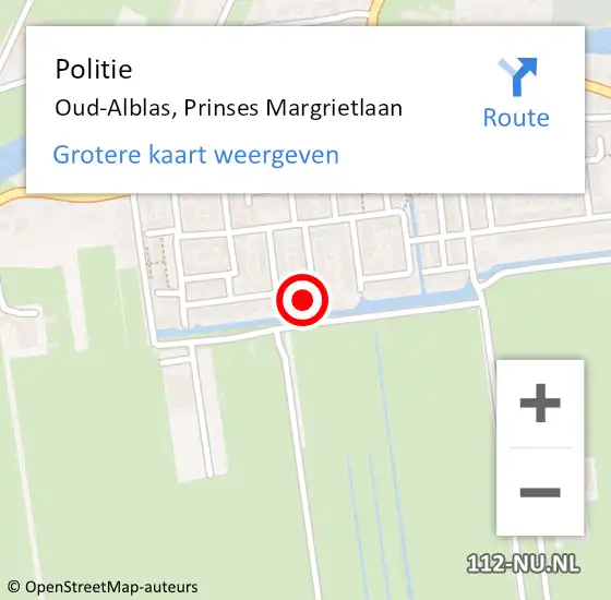 Locatie op kaart van de 112 melding: Politie Oud-Alblas, Prinses Margrietlaan op 4 februari 2014 16:30