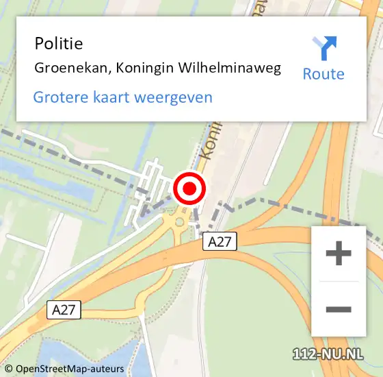 Locatie op kaart van de 112 melding: Politie Groenekan, Koningin Wilhelminaweg op 19 oktober 2017 17:20