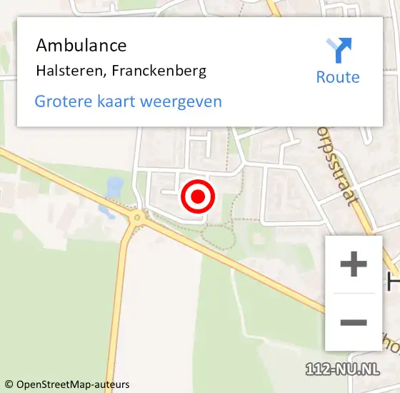 Locatie op kaart van de 112 melding: Ambulance Halsteren, Franckenberg op 19 oktober 2017 17:41