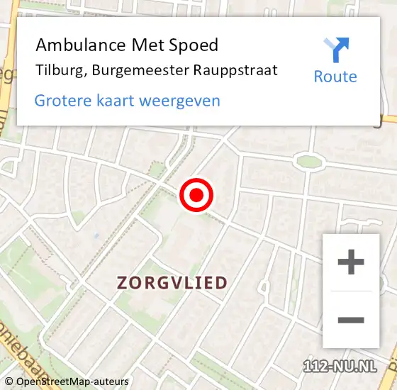 Locatie op kaart van de 112 melding: Ambulance Met Spoed Naar Tilburg, Burgemeester Rauppstraat op 19 oktober 2017 17:53