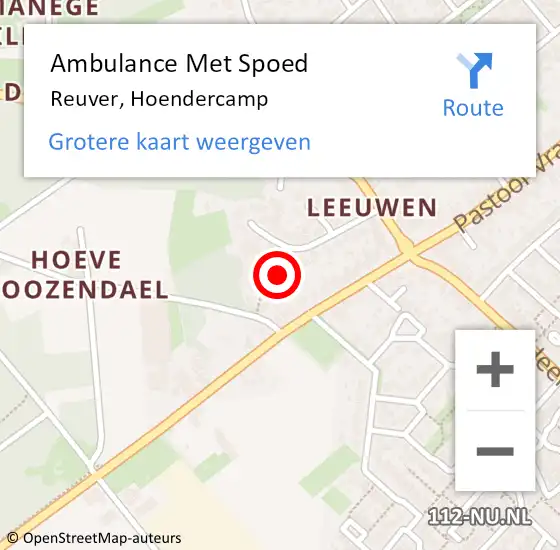 Locatie op kaart van de 112 melding: Ambulance Met Spoed Naar Reuver, Hoendercamp op 19 oktober 2017 17:55