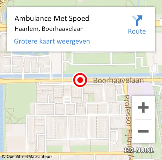 Locatie op kaart van de 112 melding: Ambulance Met Spoed Naar Haarlem, Boerhaavelaan op 19 oktober 2017 18:45