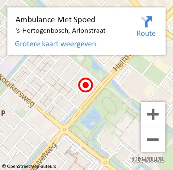 Locatie op kaart van de 112 melding: Ambulance Met Spoed Naar 's-Hertogenbosch, Arlonstraat op 19 oktober 2017 18:53