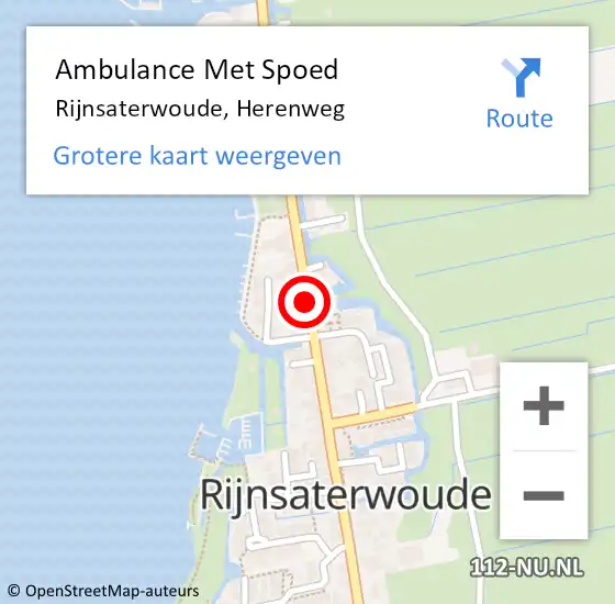 Locatie op kaart van de 112 melding: Ambulance Met Spoed Naar Rijnsaterwoude, Herenweg op 19 oktober 2017 19:02