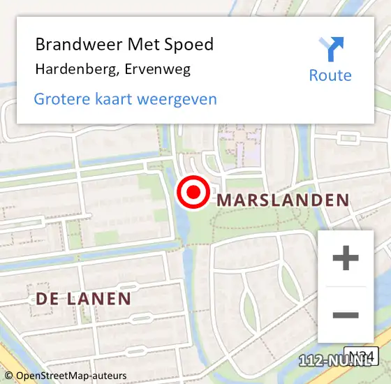 Locatie op kaart van de 112 melding: Brandweer Met Spoed Naar Hardenberg, Ervenweg op 19 oktober 2017 20:00