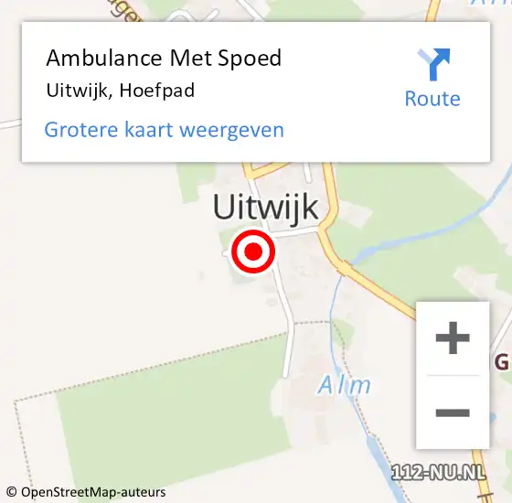 Locatie op kaart van de 112 melding: Ambulance Met Spoed Naar Uitwijk, Hoefpad op 19 oktober 2017 20:06