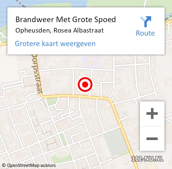 Locatie op kaart van de 112 melding: Brandweer Met Grote Spoed Naar Opheusden, Rosea Albastraat op 19 oktober 2017 20:46