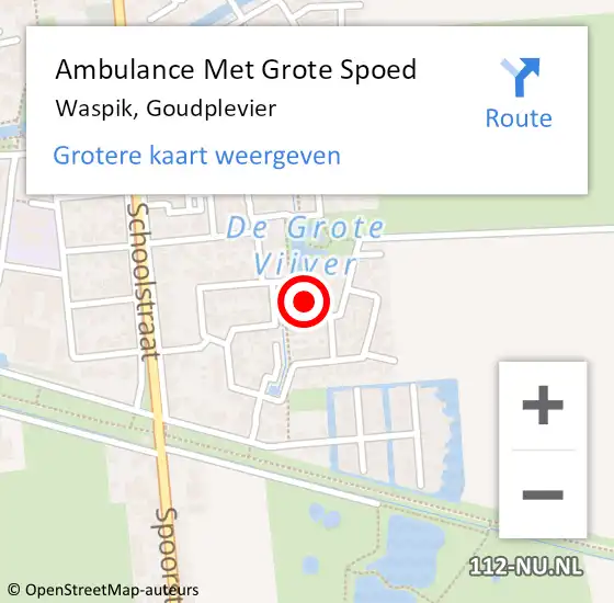 Locatie op kaart van de 112 melding: Ambulance Met Grote Spoed Naar Waspik, Goudplevier op 19 oktober 2017 21:07