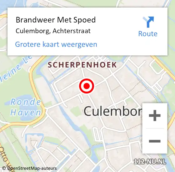 Locatie op kaart van de 112 melding: Brandweer Met Spoed Naar Culemborg, Achterstraat op 19 oktober 2017 21:27