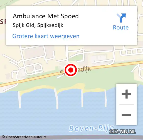 Locatie op kaart van de 112 melding: Ambulance Met Spoed Naar Spijk Gld, Spijksedijk op 19 oktober 2017 21:35