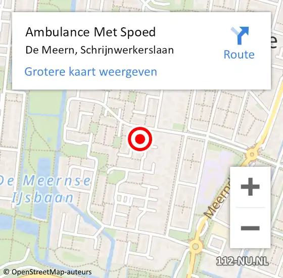 Locatie op kaart van de 112 melding: Ambulance Met Spoed Naar De Meern, Schrijnwerkerslaan op 19 oktober 2017 21:48